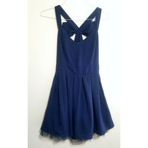 Navy blue party dress low back